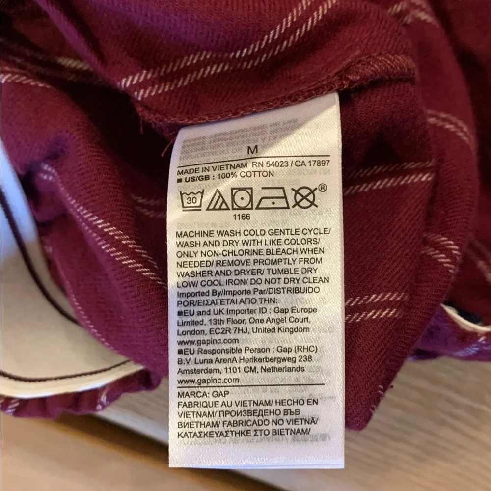 Gap Flannel PJ Pants Med Purple Burgundy‎ With Stripe Elastic Waist Side Pockets